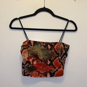 SHEIN Red Snakeskin crop top, size Small